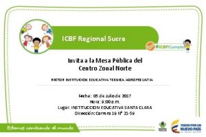 ICBF Regional Sucre Invita a la Mesa Pblica