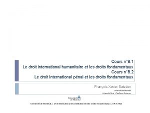 Cours n 8 1 Le droit international humanitaire