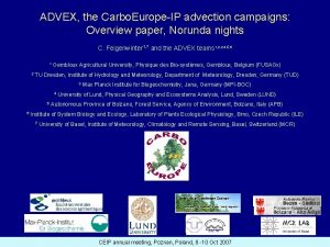 ADVEX the Carbo EuropeIP advection campaigns Overview paper