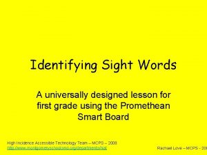 Identifying Sight Words A universally designed lesson for