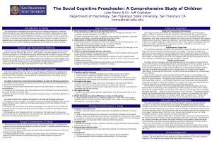 The Social Cognitive Preschooler A Comprehensive Study of