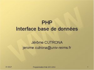 PHP Interface base de donnes Jrme CUTRONA jerome