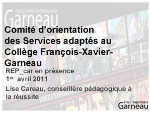 Comit dorientation des Services adapts au Collge FranoisXavier