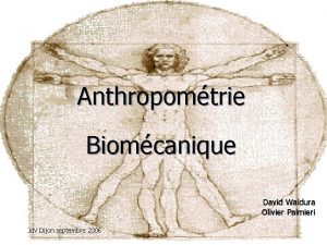 Anthropomtrie Biomcanique David Waldura Olivier Palmieri Jd V