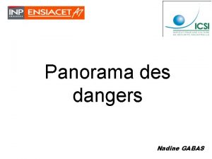 Panorama des dangers Nadine GABAS SOMMAIRE Rappel de