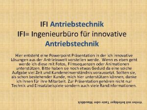 IFI Antriebstechnik IFI Ingenieurbro fr innovative Antriebstechnik Hier
