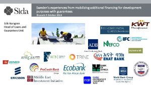 Swedens experiences from mobilizing additional financing for development