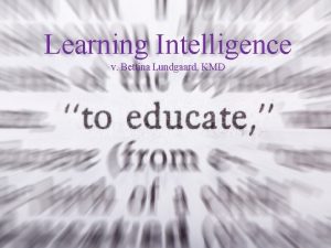 Learning Intelligence v Bettina Lundgaard KMD Learning Intelligence
