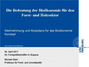 Die Bedeutung der Biokonomie fr den Forst und