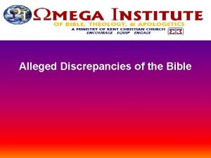 Alleged Discrepancies of the Bible Lesson 5 Ethical