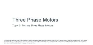 Three Phase Motors Topic 3 Testing Three Phase