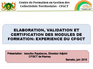 Centre de Formation en Gestion des Collectivits Territoriales