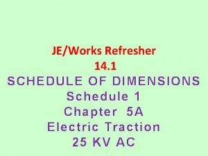 JEWorks Refresher 14 1 SCHEDULE OF DIMENSIONS Schedule