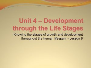Unit 4 Development through the Life Stages Knowing