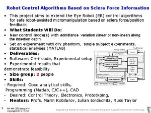 Robot Control Algorithms Based on Sclera Force Information