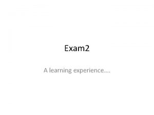 Exam 2 A learning experience Scores Raw Scores