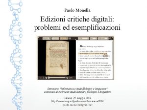 Paolo Monella Edizioni critiche digitali problemi ed esemplificazioni