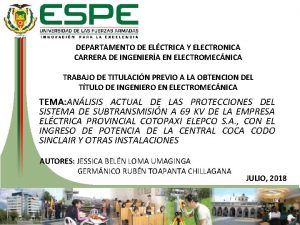 DEPARTAMENTO DE ELCTRICA Y ELECTRONICA CARRERA DE INGENIERA