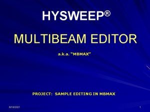 HYSWEEP MULTIBEAM EDITOR a k a MBMAX PROJECT