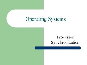 Operating Systems Processes Synchronization Background Processes can execute