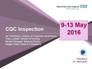 CQC Inspection Ian Tombleson Director of Corporate Governance