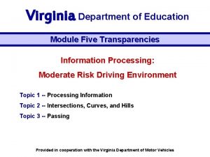 Virginia Department of Education Module Five Transparencies Information
