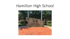 Hamilton High School History Established 1895 Originally an