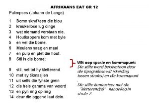 AFRIKAANS EAT GR 12 Palimpses Johann de Lange