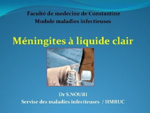 Facult de medecine de Constantine Module maladies infectieuses