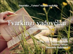 Panevio Vyturio vidurin mokykla Tvarkingi vadovliai Projektinis darbas