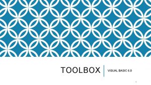 TOOLBOX VISUAL BASIC 6 0 1 TOOLBOX v