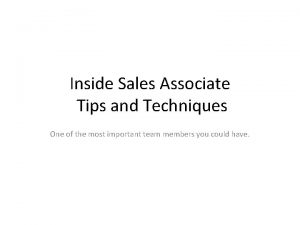 Inside sales tips techniques