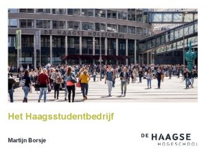 Het Haagsstudentbedrijf Martijn Borsje Martijn Borsje l Hogeschooldocent