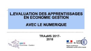 TRAa MS 20172018 Travail collaboratif en conomiegestion Continuum