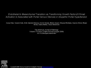 Endothelial to Mesenchymal Transition via Transforming Growth Factor