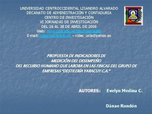 UNIVERSIDAD CENTROCCIDENTAL LISANDRO ALVARADO DECANATO DE ADMINISTRACIN Y