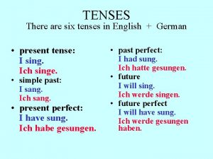 TENSES There are six tenses in English German