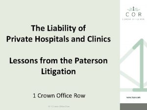 The Liability of Private Hospitals and Clinics Lessons