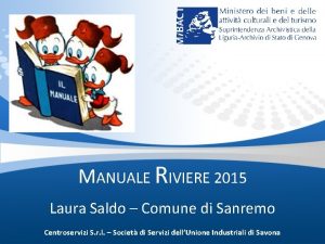 MANUALE RIVIERE 2015 Laura Saldo Comune di Sanremo