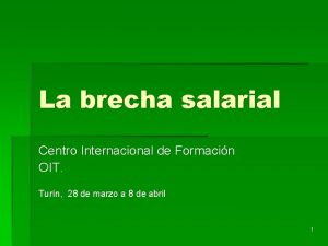 La brecha salarial Centro Internacional de Formacin OIT