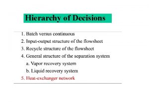 Hierarchy of Decisions A DESIGN INSIGHT HEN synthesis