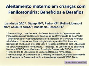 Aleitamento materno em crianas com Fenilcetonria Benefcios e