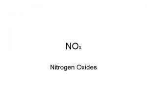 NOX Nitrogen Oxides NOx N 2 O NO