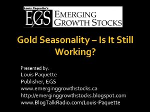 Gold stock seasonality