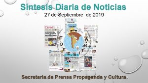 Sntesis Diaria de Noticias 27 de Septiembre de