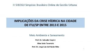 III SIBOGU Simpsio Brasileiro Online de Gesto Urbana