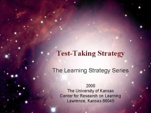 TestTaking Strategy The Learning Strategy Series 2000 The