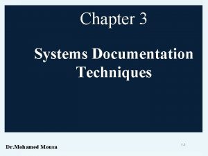 Chapter 3 Systems Documentation Techniques Dr Mohamed Mousa