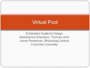 Virtual Pool Embedded Systems Design Abdulhamid Ghandour Thomas