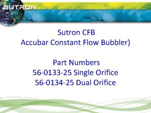Sutron CFB Accubar Constant Flow Bubbler Part Numbers
